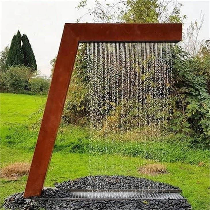 Square Rust Corten Steel Water Feature