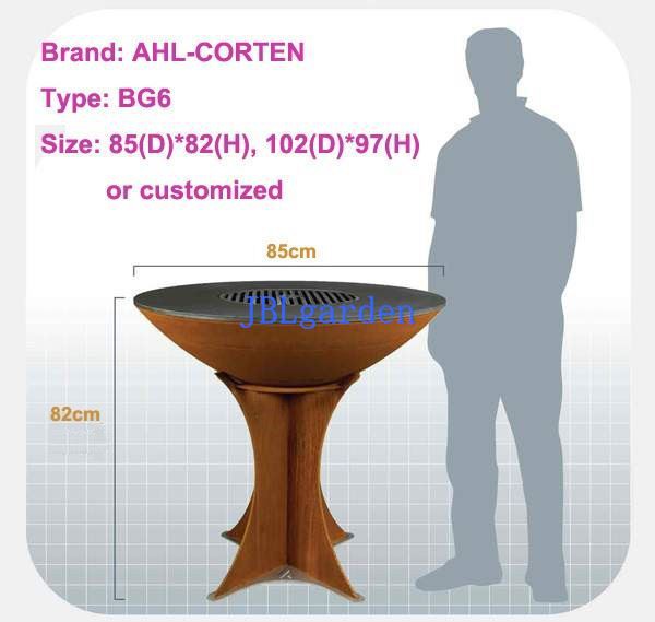 Conical Garden Rusty Color Metal BBQ Grills