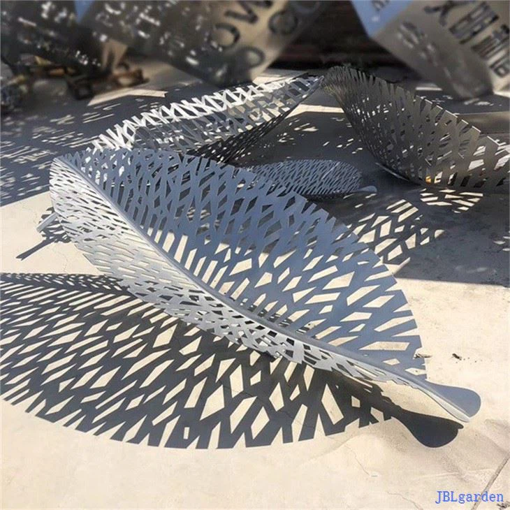 Large Outdoor Leaf Metal Sculpture Stainless Steel Hollow Out Sculpture