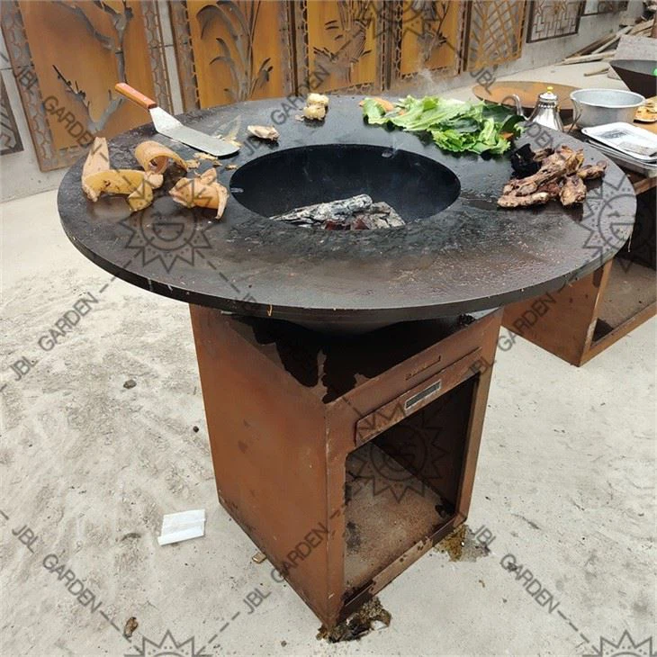 Outdoor Corten Steel Wood BBQ Grills