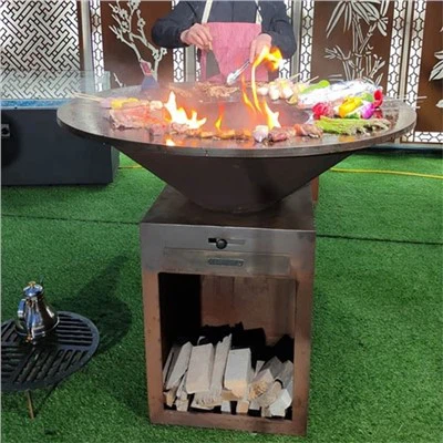 Corten Steel Cooktop Grill Fire Pit Vanjski Patio Steel BBQ Fire Pit Grill Stol