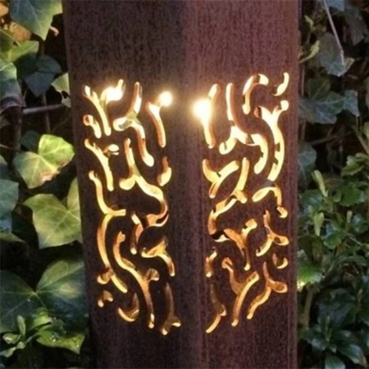 Rusted Metal Lamp For Backyard