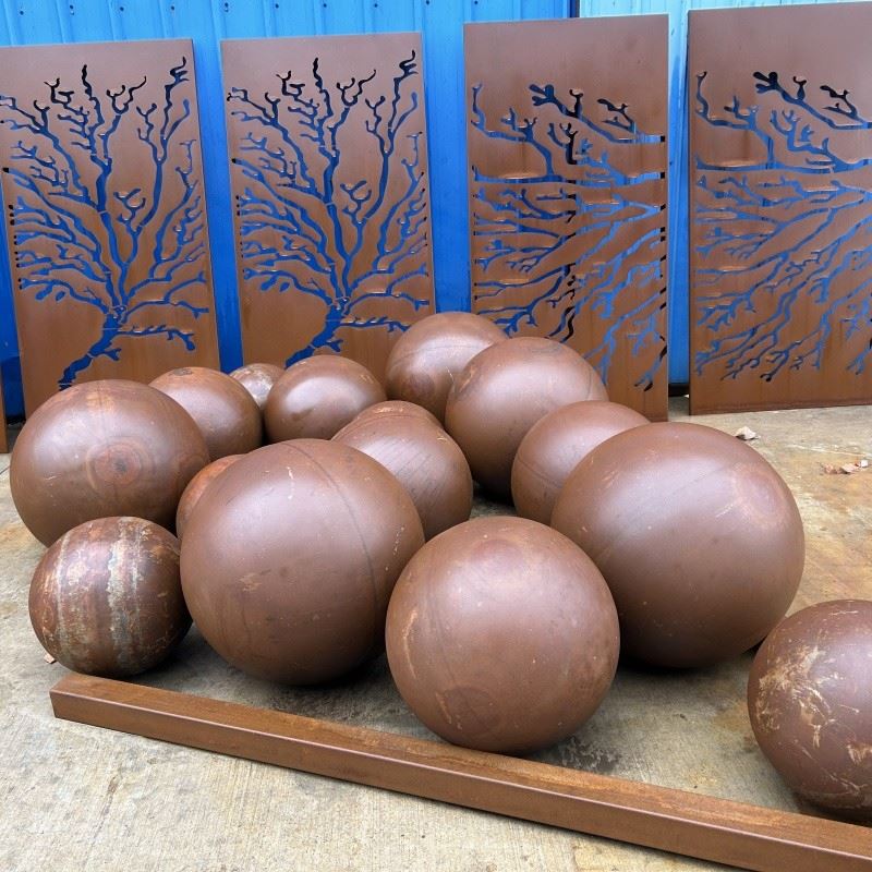 Rusty Metal Sphere Outdoor Garden Decor