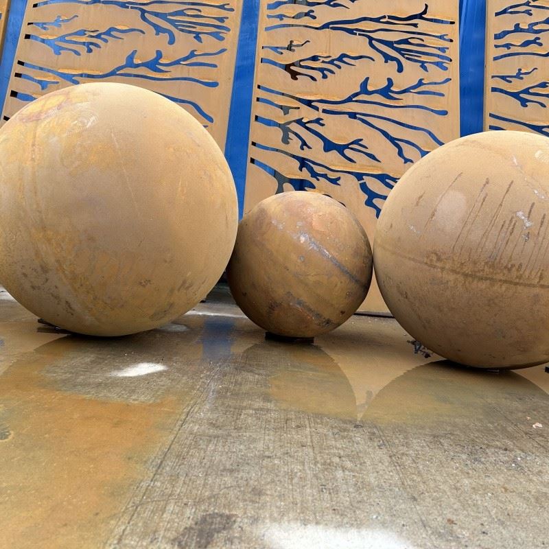 Rusty Metal Sphere Outdoor Garden Decor