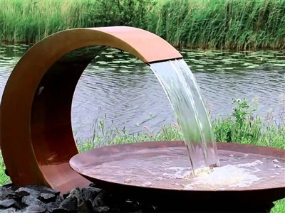 Vanjski Corten Steel Moon Fountain Weathering Steel Landscape Accent